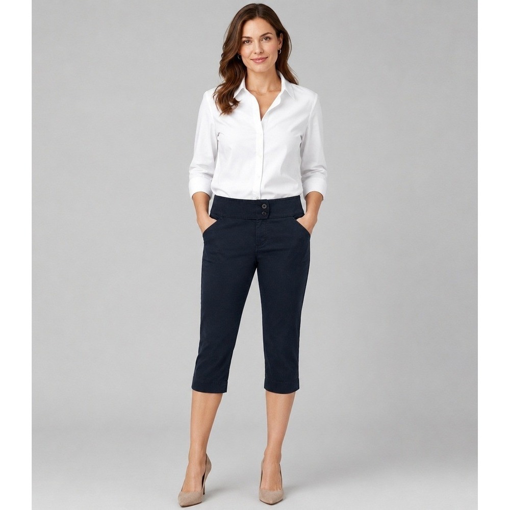 KAREN KANE Cropped Career Chino Pants Womens 8 Black Cotton Pockets